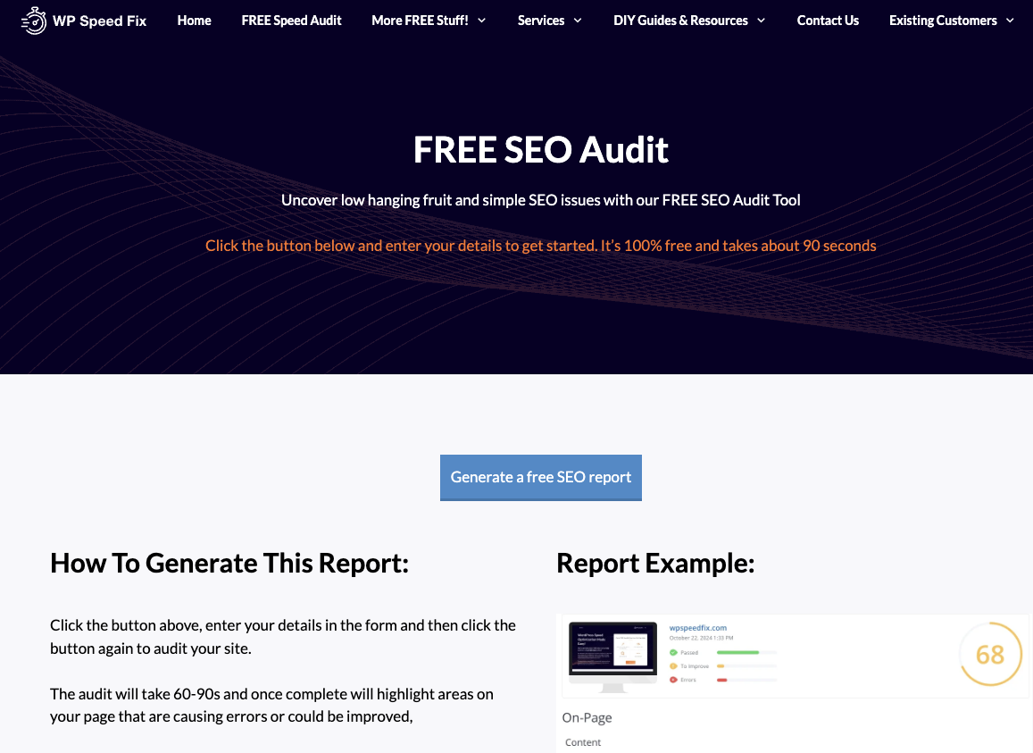 Wp Speed Fix Free Seo Audit Tool