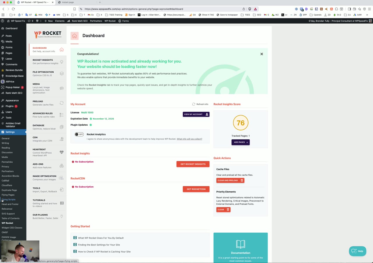Wp Rocket Plugin Dashboard