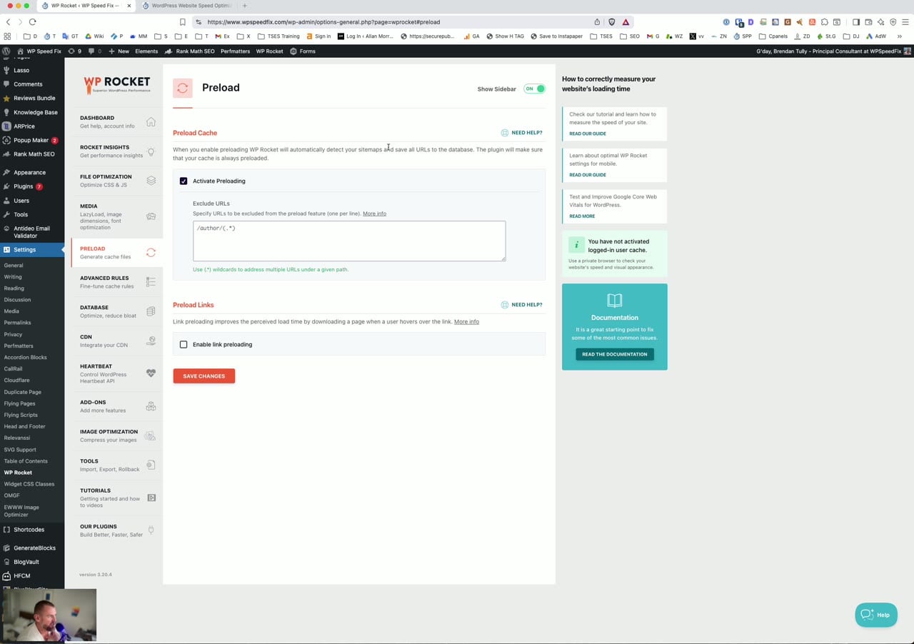 Wp Rocket Preload Settings