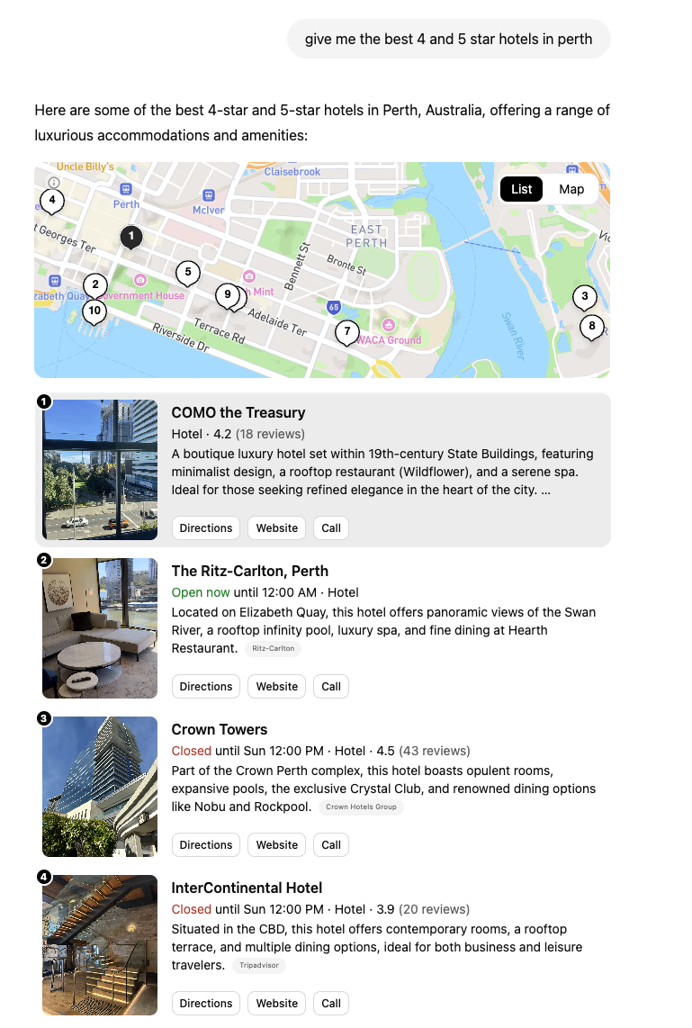 Chatgpt Searching Bing For Hotels In Perth