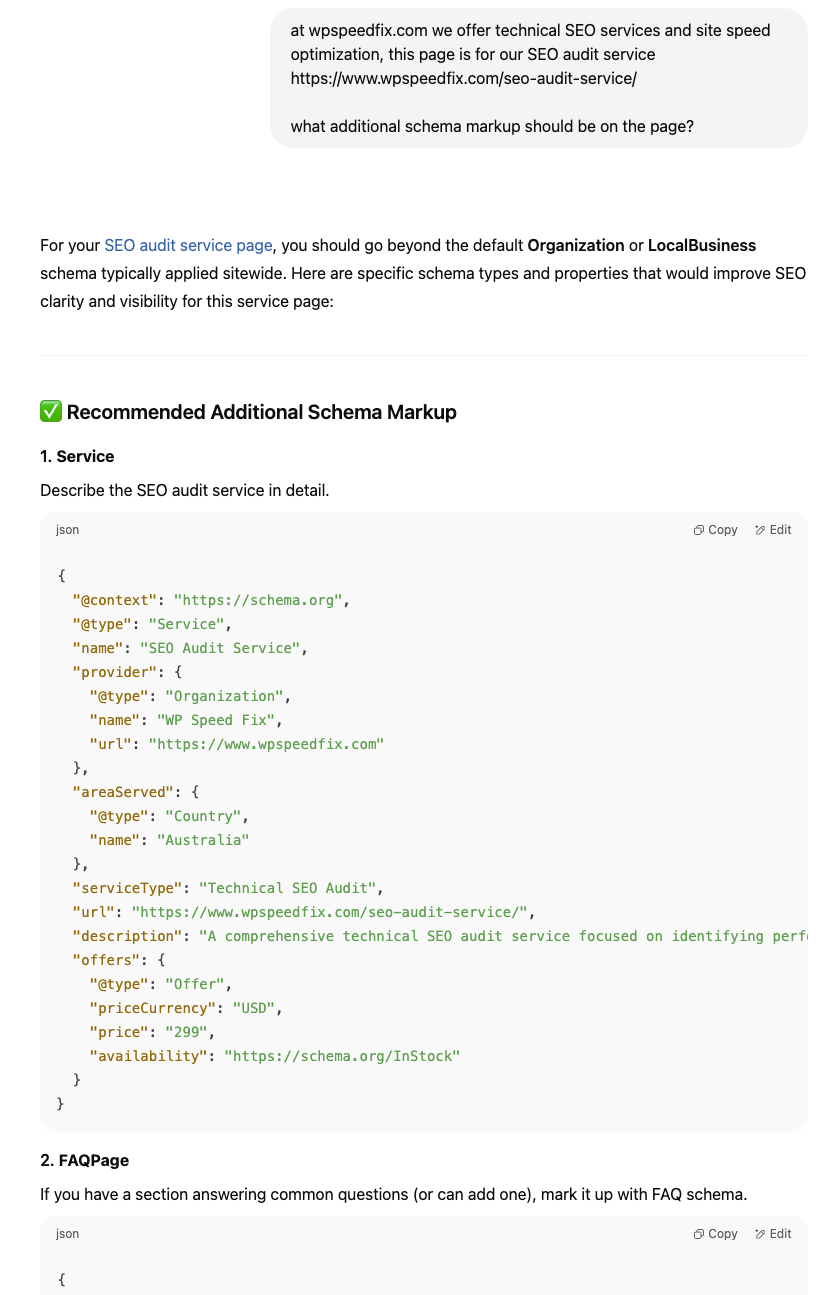 Asking Chatgpt To Generate Schema Markup For A Services Page